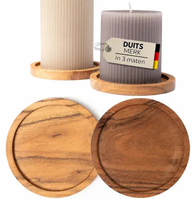 Produktbild von Runder Untersetzer-Set aus Holz, bestehend aus 4 Untersetzern für Kerzen