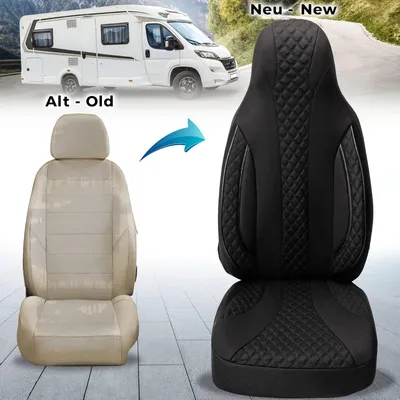 Immagine prodotto di Coprisedili e protezioni per camper e furgoni Chausson Van | Coprisedili anteriori su misura | Adatti per camper semintegrali, furgoni e camper con cabina a letto | Coprisedili per sedile del conducente e del passeggero