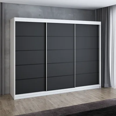 Produktbild von Schwebetürenschrank MES, 3-türig Schrank 200 cm (Weiß, Schwarz, Sonoma)