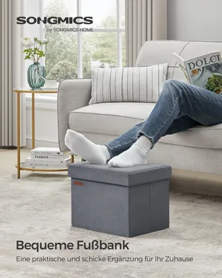 Produktbild von SONGMICS Sitzbank mit Stauraum, klappbare Sitztruhe, Fußbank, 31 x 41 x 31 cm, bis 130 kg belastbar