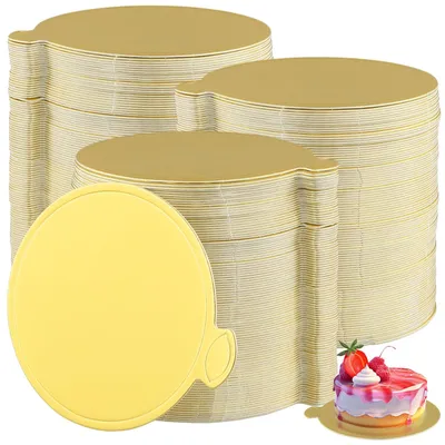 Produktbild von Tortenplatten 300 Stück - Mini Tortenunterlage 9 cm - Goldenes Karton - Runder Tortenboden - Dessertpräsentation - Wiederverwendbar