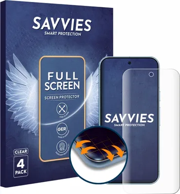 Produktbild von 4x Savvies Fullscreen Schutzfolie für Google Pixel 9 / 9 Pro / 10 / 10 Pro Displayschutz Folie Fullcover Klar Transparent