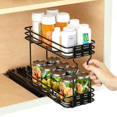 Obrázek produktu pro Vytahovací regál na bylinky se 2 patry, černý