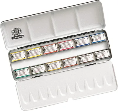 Schmincke Horadam Aquarell Malkasten Metallkasten 12 x 1/1 Näpfchen 74 312 097