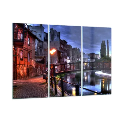 Produktbild von Bilder auf glas - Architektur Altstadt Stadt Fluss - 105x70cm - Glasbilder - Wandbilder - Kunstdruck - zum Aufhängen bereit - Wanddekoration aus Glas - Glas Bilder - Wandbild auf Glas - GCE105x70-0500