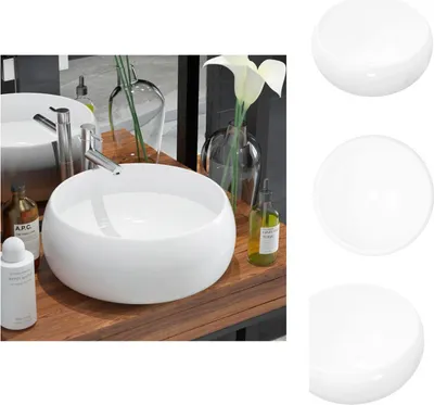 Produktbild von vidaXL Waschbecken Rund Keramik Weiß 40 x 15 cm -  Badezimmer-Waschbecken