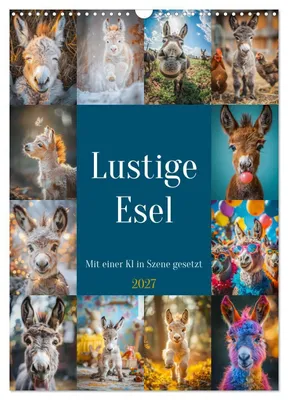 Produktbild von Lustige Esel (Wandkalender 2027 DIN A3 hoch), CALVENDO Monatskalender