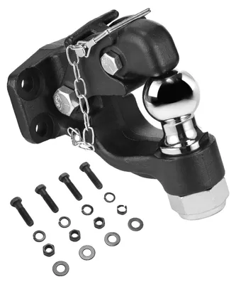 Obrázok produktu pre Spojovacie zariadenie prívesu VEVOR, ťažná kapacita 9T, 50,8 mm guľa spojovacieho zariadenia prívesu, vhodná pre 63,5 - 76,2 mm clonový krúžok a montážnu súpravu, čierna prášková farba