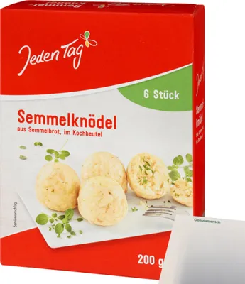 Produktbild von Jeden Tag 6 Semmelknödel im Kochbeutel (200g Packung) + usy Block