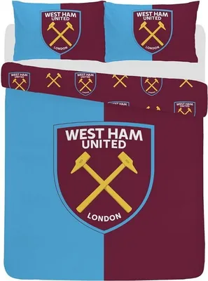 Immagine prodotto di West Ham United FC - Crest - Set di biancheria da letto reversibile AG3200 (letto singolo) (vino rosso/blu/giallo)