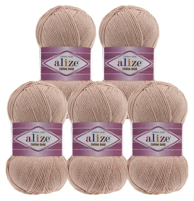 5 x 100g Strickgarn Alize Cotton Gold Uni Klassikgarn Häkelgarn puderrosa