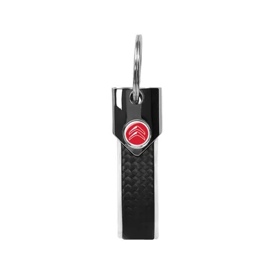 Image de Porte-clés Citroën Blanc Officiel, Carbone, Logo Rouge