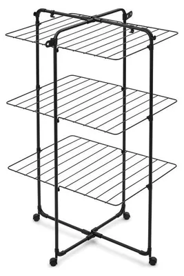 Zdjęcie produktu dla Brabantia 303982, Stojak podłogowy, Stal, Czarny, 23 m, 3 pół., 760 mm