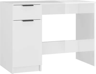 Produktbild von vidaXL Schreibtisch Hochglanz-Weiß 100x50x75 cm Holzwerkstoff