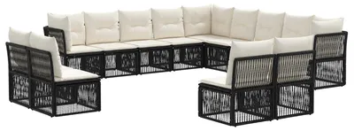 Immagine prodotto di Set divano da giardino 13 pezzi in polyrattan nero