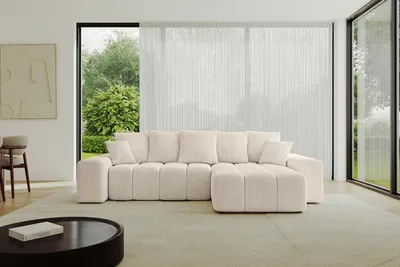 Produktbild von ALTDECOR Ecksofa mit Schlaffunktion und Bettkasten ENIL-L 297x189x68 cm  Beige - Corner Sofa Eckcouch Couch L-Form  Schlafcouch Ausziehbar Wohnlandschaft