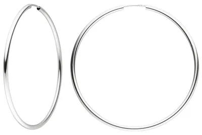 Produktbild von Paar Creolen 48x1,8mm aus 925 Silber Ohrringe rund glänzend rhodiniert Damen