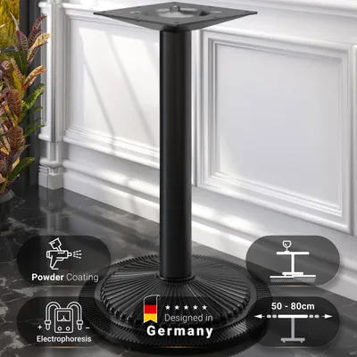 Produktbild von MAXIM | Bistro Stehtischgestell | Schwarz | Fuß: Ø 55 cm | Säule: 7,6 x 109 cm | Tischgestell Rund, Stehtischgestell Schwarz