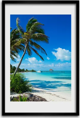 Produktbild von Bild - Bilderrahmen - 40 cm x 60 cm - MDF - Rahmen - Wandkunst - Tropischer Strand