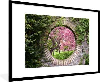 Produktbild von MuchoWow® Gerahmtes Poster Transparent - Sakura - Blüte - Japanisch 90x60 cm - Poster mit Schwarzem Bilderrahmen Wandposter Rahmen Foto Bilder - Wanddekoration - Fotos