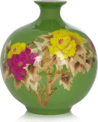 Zdjęcie produktu dla Drobny azjatycki chiński wazon Porcelana Ręcznie robiona Piwonia Zielona H29.5cm Wazon dekoracyjny Wazon kwiatowy Orientalny wazon ceramiczny Wazon dekoracyjny Nowoczesny wazon do dekoracji stołu