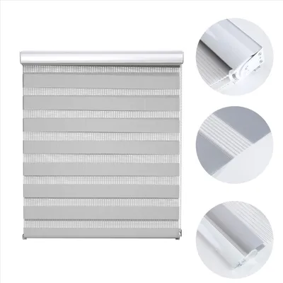 Produktbild von Doppelrollo Aluminum Klemmfix ohne bohren Grau 100cm x 150cm duo fenster rollo