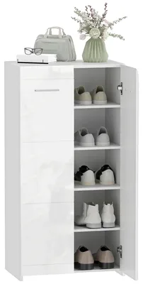Imagen del producto de Estantería para zapatos, con estantes ajustables, capacidad para 10 pares, color blanco claro, dimensiones 55 x 36 x 108 cm