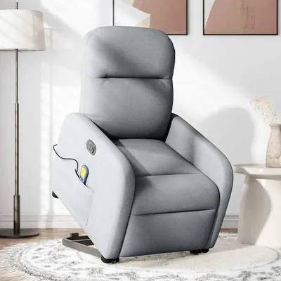 Immagine prodotto di Poltrona Alzapersona Massaggi Elettrica Grigio Chiaro Tessuto