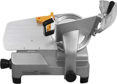 Produktbild von KuKoo Aufschnittmaschine mit Ø 250 mm Spezialmesser (glatte Schneide), Schnittstärke 1-25 mm, Schrägschneider mit Schnittguthalter, Schubhilfe und integrierter Schärfevorrichtung Gastro