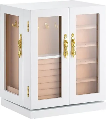 Immagine prodotto di Portagioie Organizer per gioielli girevole a 360° con 5 ampi cassetti Bianco