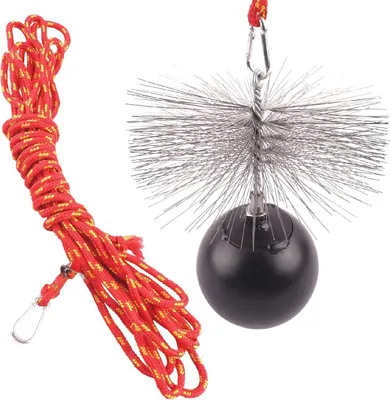 Produktbild von Schornsteinbesen Kaminbesen Schubstange Set Zuggewicht Schornsteinreinigungsset Seil: 10m, Variante: Zuggewicht: 1,3Kg(8cm) / Besen: 150mm
