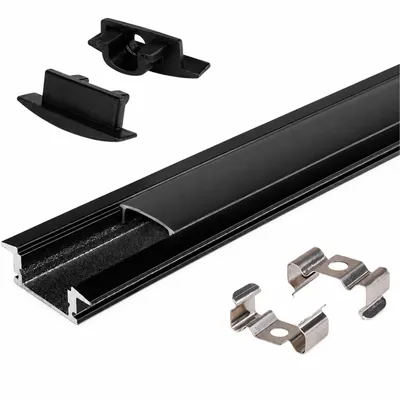 Produktbild von XUDO LED Einbauprofil Schwarz 2 m Aluminium 23,6x7 mm mit schwarzer Abdeckung