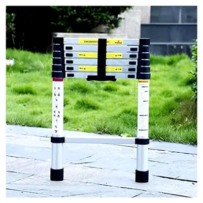 Produktbild von Teleskopleiter aus Aluminium, ausziehbar und klappbar, kompakt und leicht, ideal für Zuhause und Garten