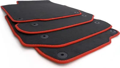 Image de Tapis de sol pour Audi A3 S3 RS3 8P Premium Velours Tapis de voiture, jeu de 4, noir et rouge