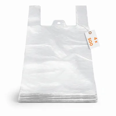 Produktbild von RyanPack Hemdchentragetaschen HDPE Transparent – 35 + 16 x 55 cm – 17 µm – Reißfest & Lebensmittelecht – 1000 Stück