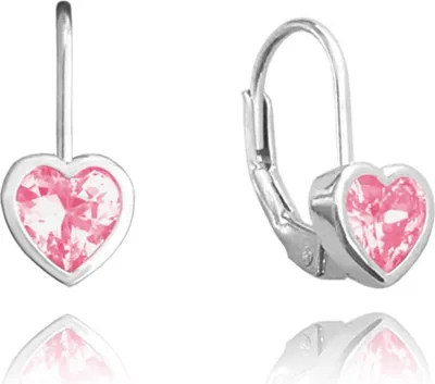 Immagine prodotto di MINET Orecchini da bambina in argento CUORI con zirconi rosa