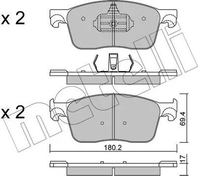 Produktbild von METELLI Bremsbeläge Satz Vorne Bremsklötze für OPEL Vivaro C Kastenwagen (K0) 22-1107-0