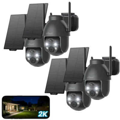 Produktbild von ieGeek 2K Überwachungskamera Aussen WiFi 360°PTZ Schwenkbar Solar Kamera Überwachung Farbnachtsicht 2-Wege-Audio PIR Erkennung Intelligenter Alarm 4PC