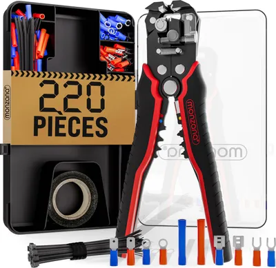 Immagine prodotto di MONZANA Pinza Spelafili  3in1 Set 220 Pezzi con Scatola Accessori 0,2-6mm² Acciaio Spelacavi Automatico Strumento per Crimpare Cavi