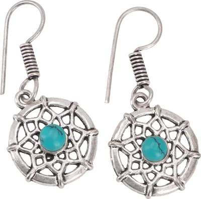 Produktbild von Tribalohrringe aus Messing, Ethnoohrringe - Türkis/silber, Silber-Farben, Ohrringe + Ohrstecker Modeschmuck