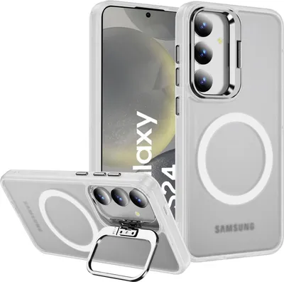 Produktbild von Conie Magsafe Schutzhülle für Samsung Galaxy S24 Kunststoff Hard Case Magnet Cover Hülle mit Aufstellfunktion in Transparent matt