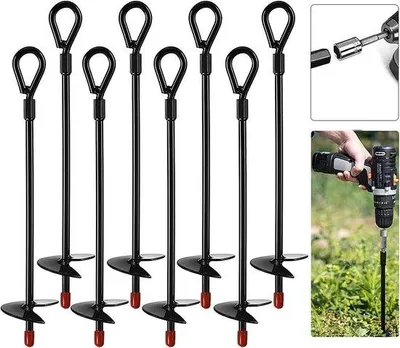 Produktbild von Famanu Grundanker 38 cm aus Stahl - ideal für Garten, Camping, Trampoline, Zelte - 8 Stück