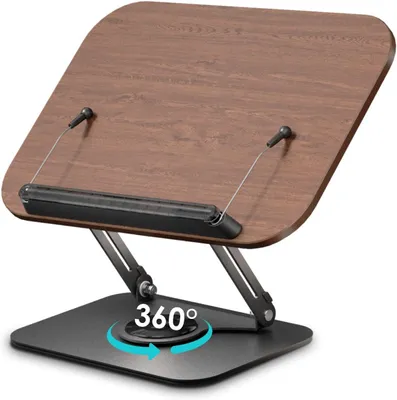 Produktbild von Buchständer zum Lesen, Buchhalter, Höhenwinkel einstellbar, 360° drehbare Basis, zusammenklappbar und tragbar, leicht für Büro, Küche, Schulbuch, Reze