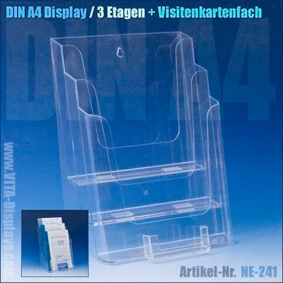 Produktbild von DIN A4 Prospektständer / 3 Etg. mit Visitenkartenfach