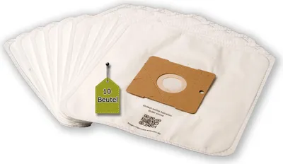A stack of white vacuum cleaner bags with a brown cardboard adapter on one of them.