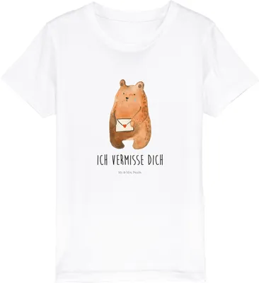 Produktbild von Mr. & Mrs. Panda Kleinkinder T-Shirt Bär Liebesbrief 5-6 Jahre (110/116) - Weiß - Geschenk, Kurzarm Kinder, Freundin, Jungen, Freund, Partner, Liebeskummer, Teddy