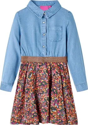 Produktbild von Kinderkleid mit Langen Ärmeln Marineblau und Jeansblau 104