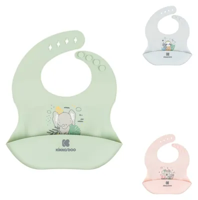 Produktbild von Kikkaboo Babylatz Savanna Friends Krümelschutz abwaschbar aus weichem Silikon grün