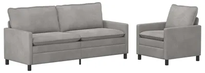 Produktbild von vidaXL Sofa Set 2 stk. Hellgrau Samt