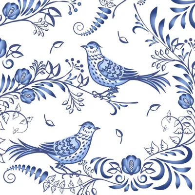 Image de Serviettes 33x33 cm - Porcelain bird